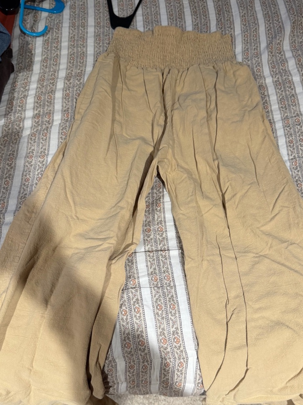 Kids Wide-Leg Smocked Waist Bottoms — Tan